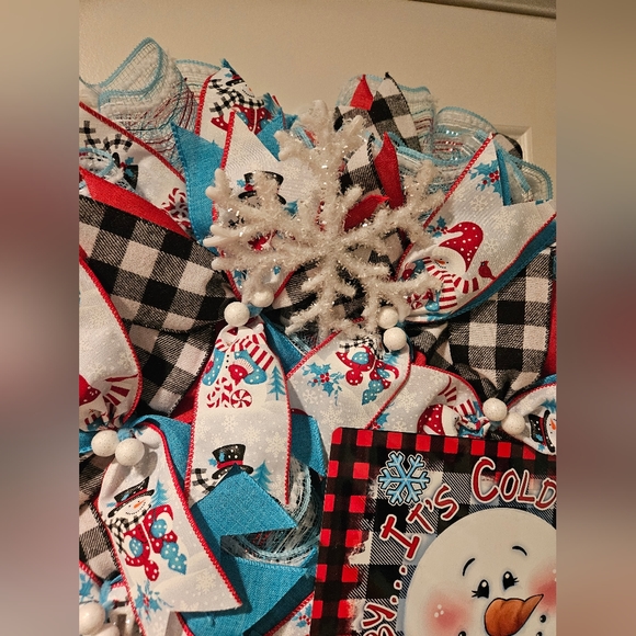 Handmade snowman wreath - Picture 4 of 4